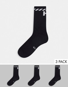 Набор из 3 пар черных носков с логотипом Helly Hansen-Черный