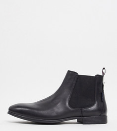 Черные кожаные ботинки-челси Ben Sherman Wide Fit-Черный цвет