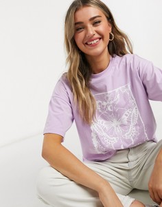 Лавандовая oversized-футболка с мистическим принтом бабочки ASOS DESIGN-Фиолетовый цвет