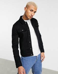 Черная приталенная джинсовая куртка в стиле вестерн ASOS DESIGN-Черный цвет