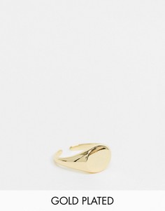 Золотистое кольцо-печатка с позолотой из 18-каратного золота Pieces