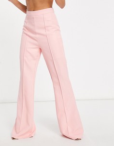 Розовые расклешенные классические брюки Club L London-Розовый цвет