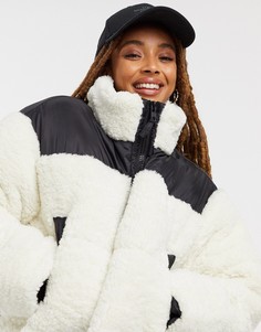 Флисовый укороченный пуховик с накладками ASOS DESIGN-Многоцветный