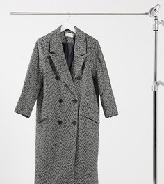 Монохромное пальто в винтажном стиле с узором «в елочку» ASOS DESIGN Petite-Многоцветный