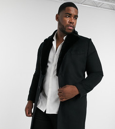 Двубортное пальто с воротником из искусственного меха Gianni Feraud Plus-Черный цвет