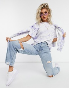 Лавандовая oversized-футболка от комплекта с принтом тай-дай Missguided x Playboy-Фиолетовый цвет