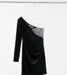 Эксклюзивное бархатное платье мини с пайетками и запахом в черном и серебристом цветах Jaded Rose Petite-Черный цвет