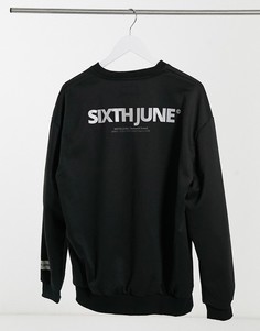 Черный свитшот со светоотражающим логотипом на спине Sixth June-Черный цвет