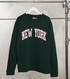Свитшот с принтом «New York» на груди ASOS DESIGN Рlus-Зеленый цвет