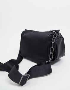 Маленькая черная сумка через плечо из искусственной кожи в виде бочонка ASOS DESIGN 90s-Черный