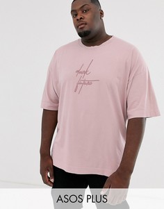 Розовая oversized-футболка с логотипом ASOS Dark Future Plus-Бежевый