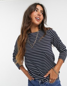 Топ из органического хлопка с длинным рукавом в бретонскую полоску People Tree-Голубой