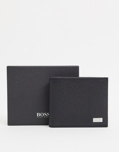 Черный кожаный кошелек BOSS - Crosstown-Черный цвет