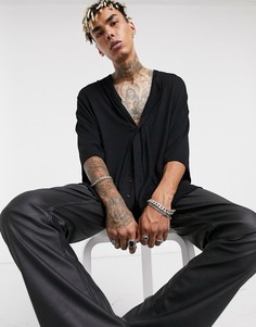 Черная свободная туника из драпированного джерси ASOS DESIGN-Черный