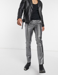 Черные зауженные брюки в тонкую серебристую полоску Twisted Tailor-Черный цвет