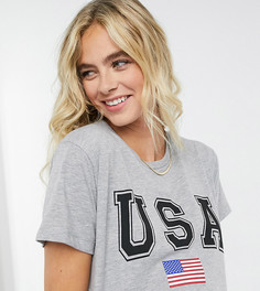 Серая футболка с надписью "USA" ASOS DESIGN Maternity-Серый