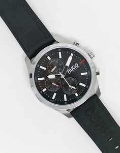 Часы с черным кожаным ремешком Hugo Chase 1530161-Черный цвет