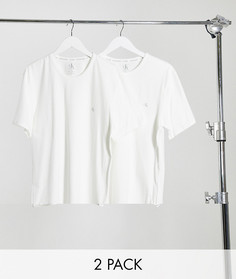Комплект из 2 белых футболок с круглой горловиной и логотипом на груди Calvin Klein CK One-Белый