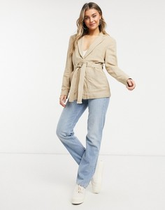 Бежевый пиджак с поясом Vila
