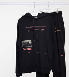 Худи oversized черного цвета с принтом COLLUSION Unisex-Черный цвет