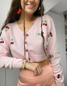 Кардиган с вышивкой «вишни» Minga London-Розовый