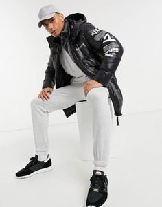 Пуховик черного цвета с принтом Arcminute-Черный