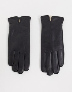 Черные кожаные перчатки с подкладкой из искусственного меха Accessorize-Черный