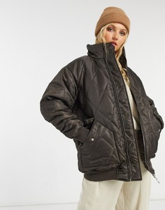 Коричневый стеганый oversized-бомбер ASOS DESIGN hero-Коричневый цвет