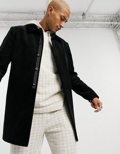 Черный вельветовый тренч ASOS DESIGN