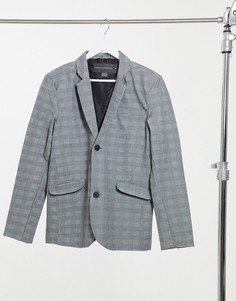 Приталенный строгий пиджак в клетку French Connection-Серый
