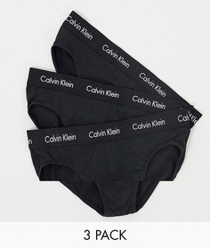 Комплект из трех трусов-хипстеров черного цвета с логотипом на поясе Calvin Klein-Черный