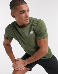 Футболка хаки с логотипом New Balance Running-Зеленый
