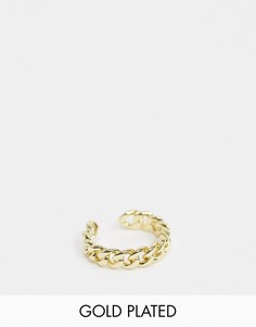 Золотистое кольцо с отделкой в виде цепочки и позолотой из 18-каратного золота Pieces