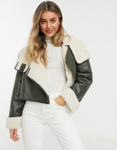 Дубленка цвета хаки ASOS DESIGN-Зеленый