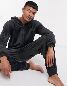 Черный флисовый комбинезон ASOS DESIGN