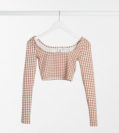 Кроп-топ с длинными рукавами в клетку COLLUSION-Мульти