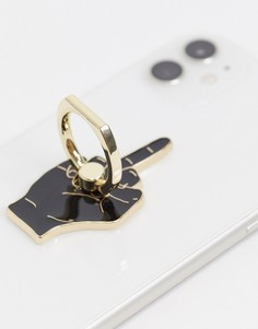 Эмалевое кольцо для телефона со средним пальцем Typo-Черный