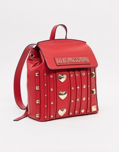 Красный рюкзак с заклепками Love Moschino love and more