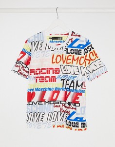 Белая футболка с разными надписями Love Moschino-Белый