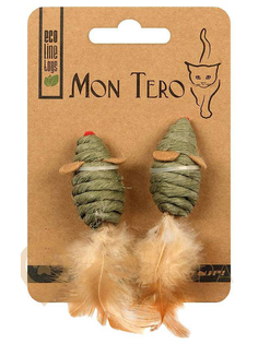 Игрушка для кошек Mon Tero Эко мышь с кошачьей мятой 2шт 5cm Green 51473