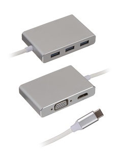 Хаб USB Palmexx 5в1 USB-C - HDMI+VGA+3xUSB 3.0 PX/HUB-024