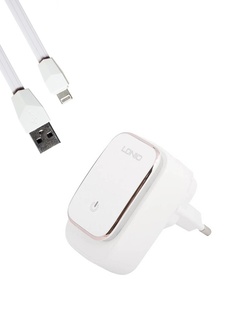 Зарядное устройство Ldnio A2205 2xUSB + Cable Lightning White-Gold LD_B4372