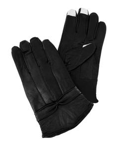 Теплые перчатки для сенсорных дисплеев MBM кожаные женские р.UNI Black 080031