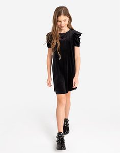Чёрное платье из велюра для девочки Gloria Jeans