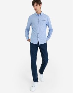 Голубая классическая рубашка с длинным рукавом Gloria Jeans