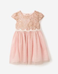 Розовое платье с кружевом и пышной юбкой для девочки Gloria Jeans