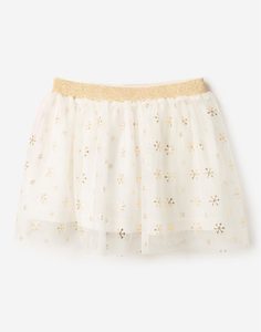 Молочная юбка с блестящими звёздочками для девочки Gloria Jeans