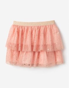 Розовая фатиновая юбка с блёстками для девочки Gloria Jeans