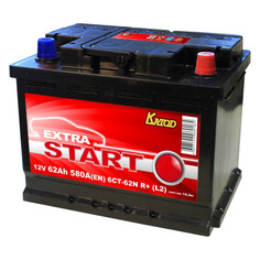 Аккумулятор автомобильный КАТОД EXTRA START Extra Start 62Ач 580A [6ст-62n r+ (l2)]