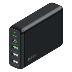Настольное зарядное устройство INTERSTEP 60W, 3 USB + USB type-C, 3A, черный
